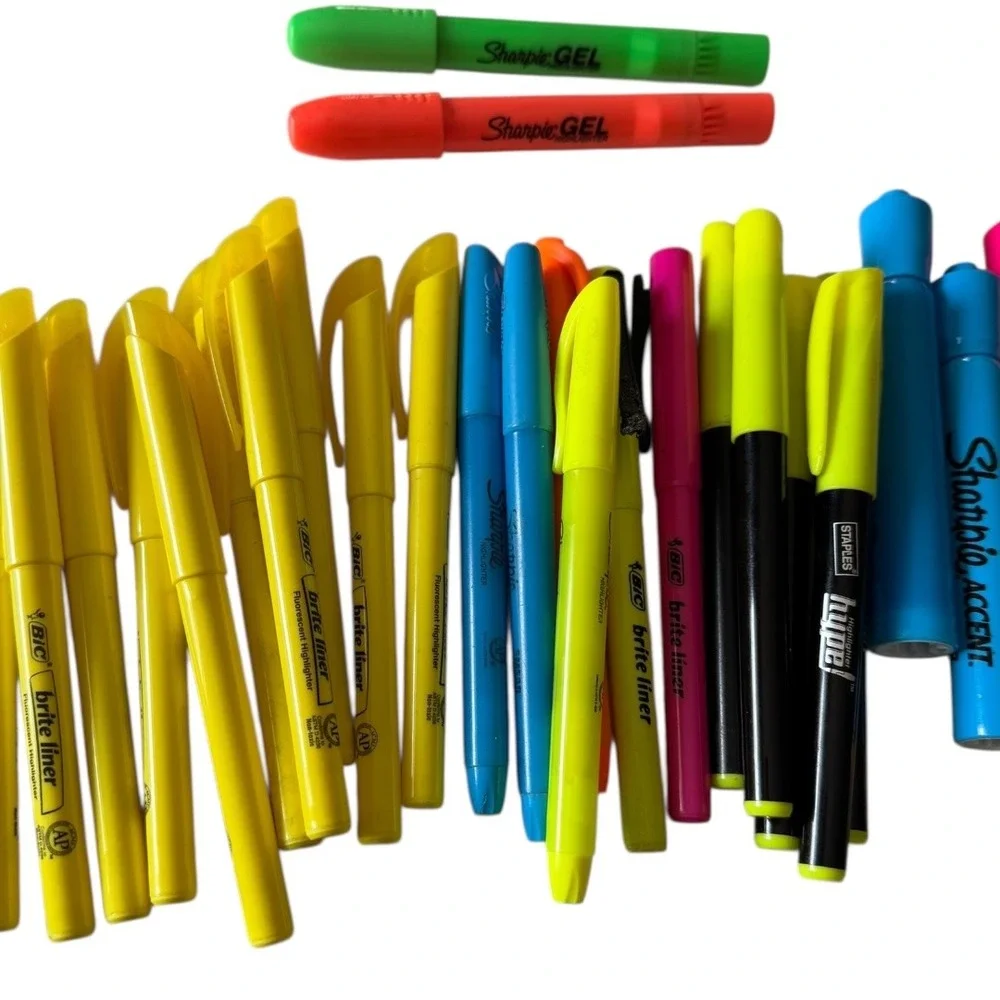Bulk Lot Highlighters Pens: Sharpie Accent, Bic‎ , Quill, Staples TESTED B20Q